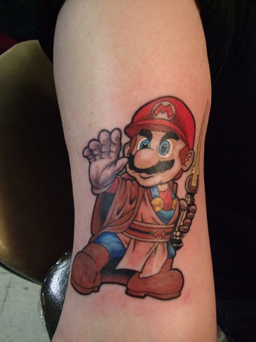 Mario Bross Tattoo-Cartoon