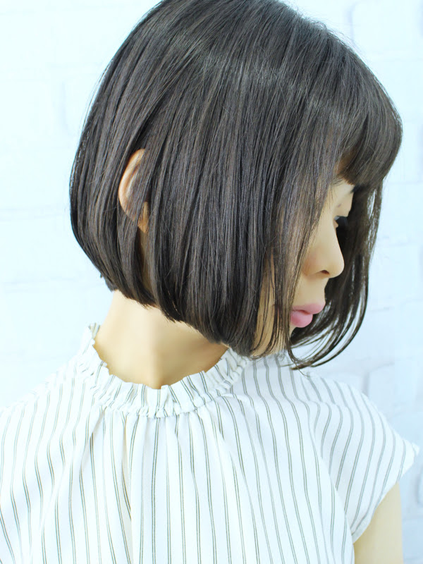 黒髪ワンレン前下がりショートボブ似合わせカット ヘアスタイル 美容院 美容室 モリオフロムロンドン 原宿本店 大宮 池袋 成増