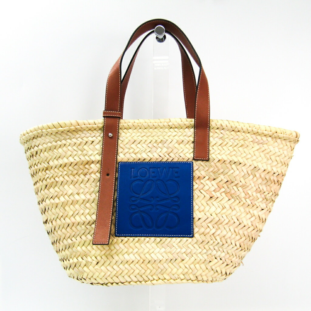 お買得 ロエベ Loewe タグホイヤー バスケット トートバッグ バスケットスモール バスケットスモール ベージュ ブラウン ネイビー レディース 327 02 Ps92 ラフィア レザー 中古 エルメス Elady