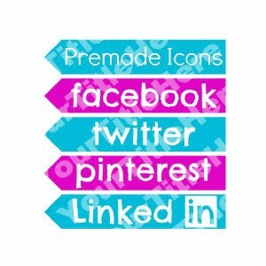 PreMade Social Media Icon Arrow Banner Turquoise Pink