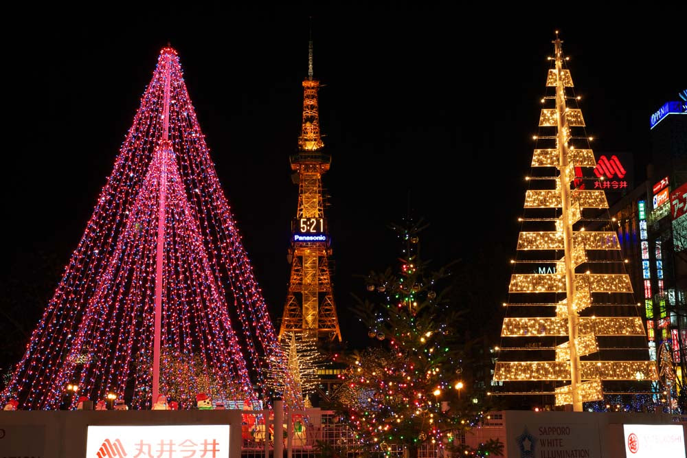 ゆんフリー写真素材集 No 4068 クリスマスイルミネーション 日本 北海道