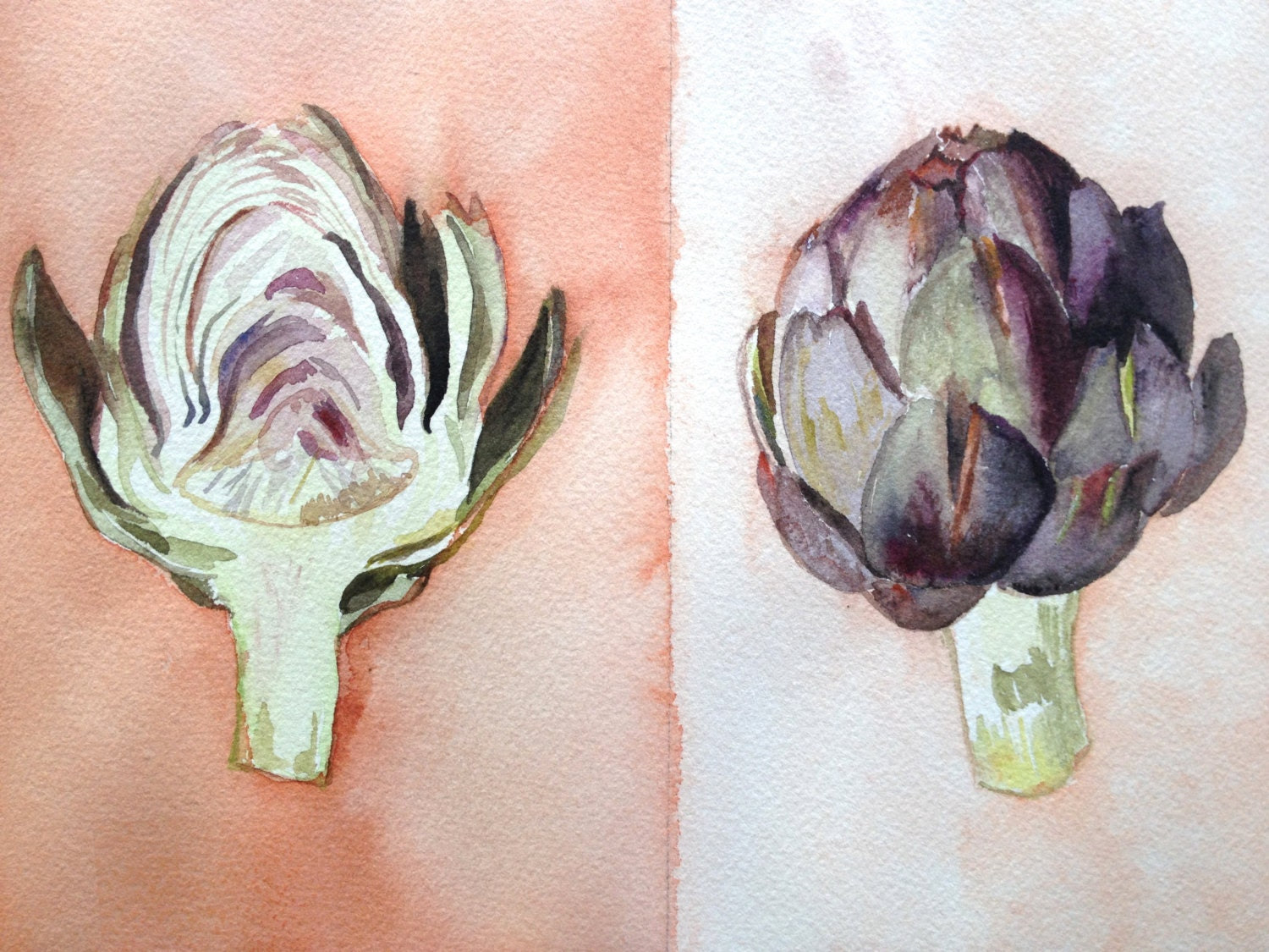 Original 8x10" Watercolor Painting: Artichokes