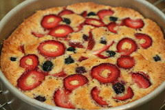 Easiest Cake Ever with Strawberries & Blueberries