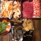 [Homemade] Japanese New Years traditional food: pickled daikon and carrot, boiled shrimp, sashimi, fish cake, potatoes, seaweed, konyaku, shiitake mushrooms, and ozoni soup made with omochi, carrots, spinach, and shrimp