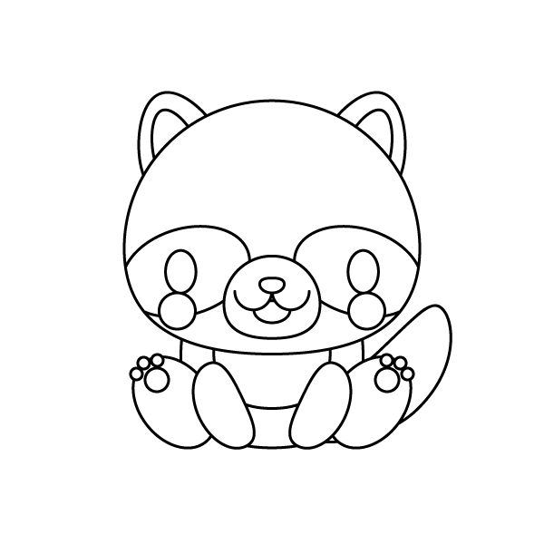 塗り絵に最適な白黒でかわいいたぬきの無料イラスト 商用フリー オイデ43
