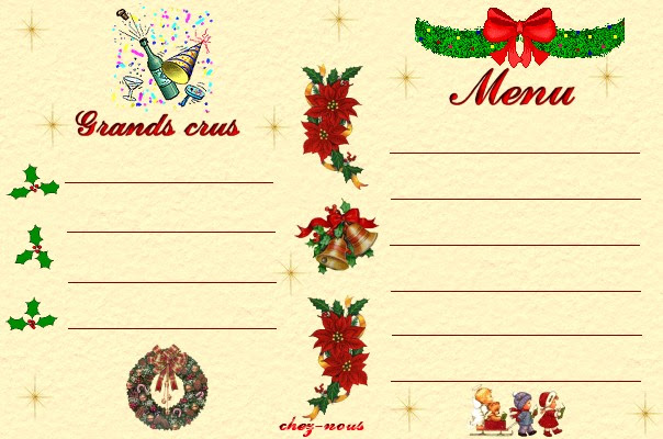 Les Cartes De Menu Des Fetes Chez Les 3 Colombes