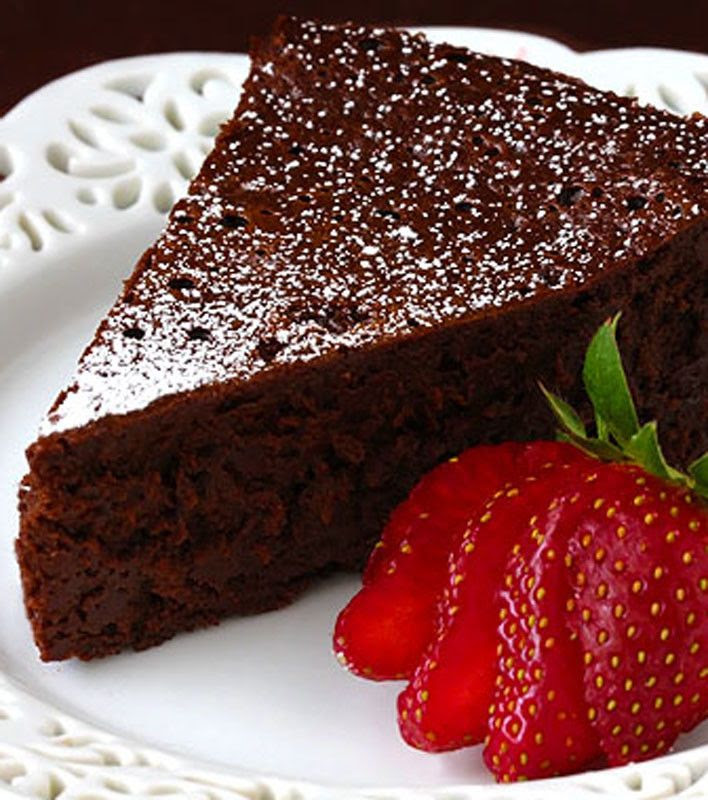 Flourless Chocolate Cake.  Many suggest baking only 20 minutes, adding espresso powder and a little vanilla.