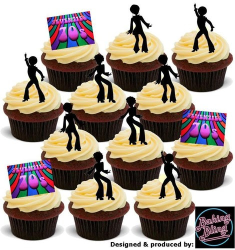 Nouveaute 70s Seventies Party Pack Mix Comestibles Gateau Toppers Jolis Garcons Anniversaire Rock Decorations Figurines Cake Design Patisserie