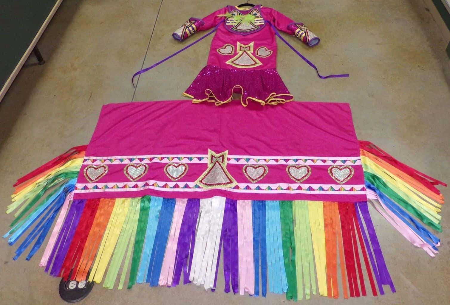 Native American FANCY DANCE RIBBON Dress Girl Regalia Large Arm Bands Shawl Bib – eBay find of the week