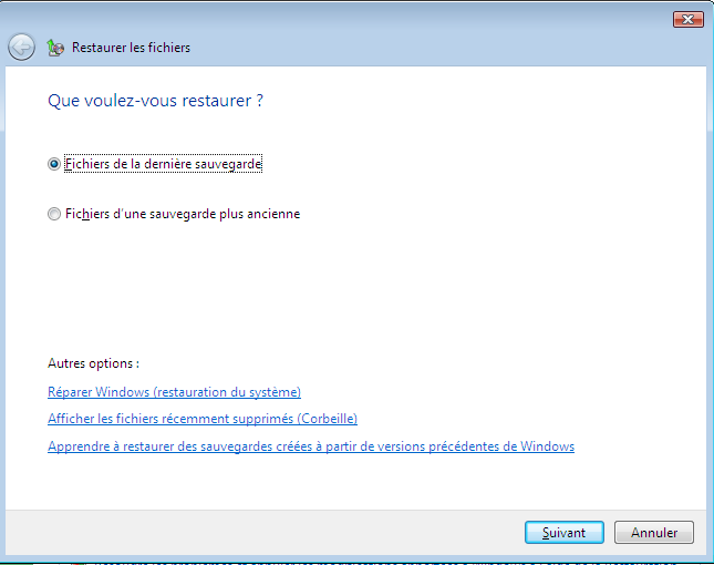 Tutoriel Centre Sauvegarde de Windows Vista/Seven