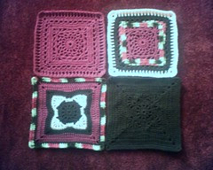 Ravelry CAL Afghan 6 in progress (squares 5-8)