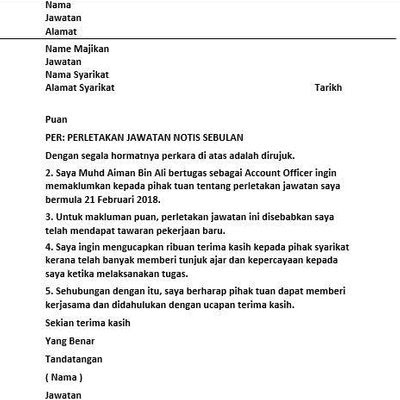 Dah Sedia Nak Resign Ini Contoh Contoh Surat Perletakan 