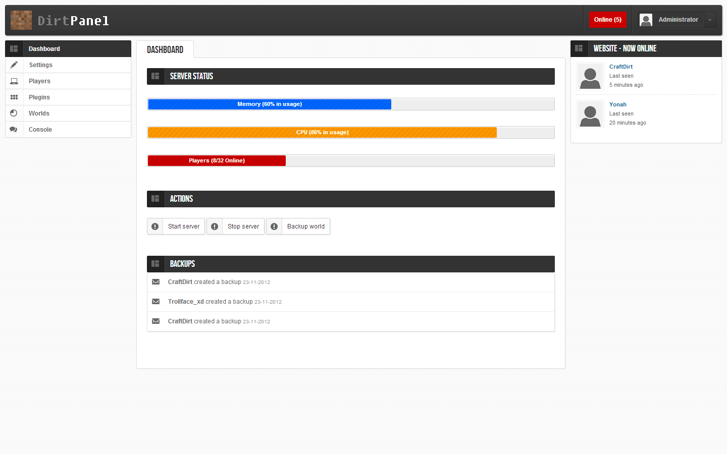Minecraft Web Panel
