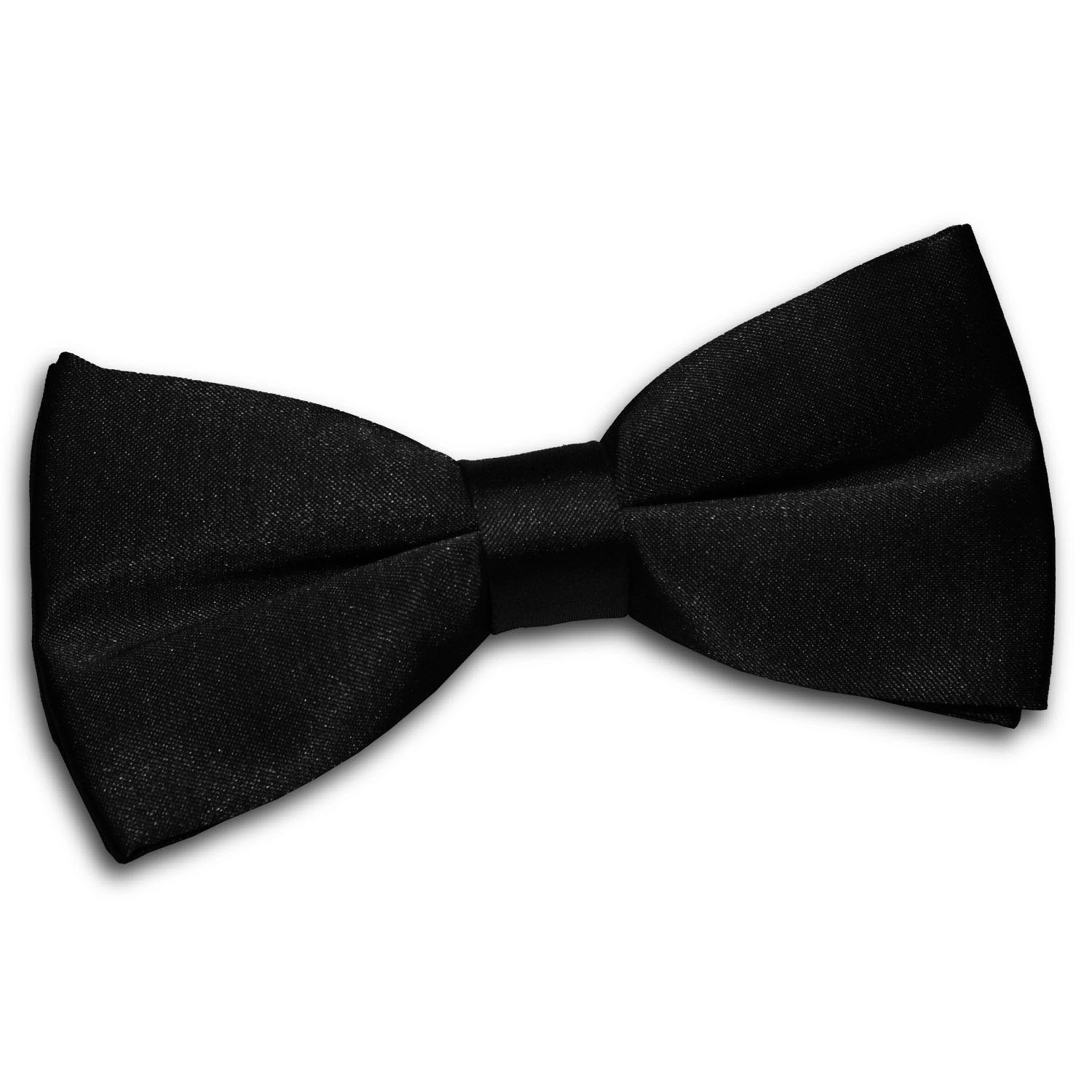 Men's Plain Black Satin Bow Tie