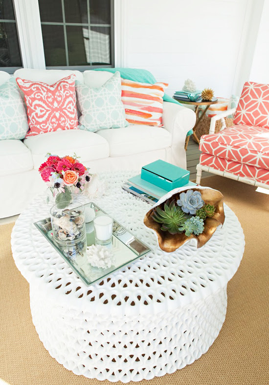 Sea Inspired Summer Terrace Decor In Coral And Aqua Sea Inspired Summer Terrace Decor In Coral And Aqua