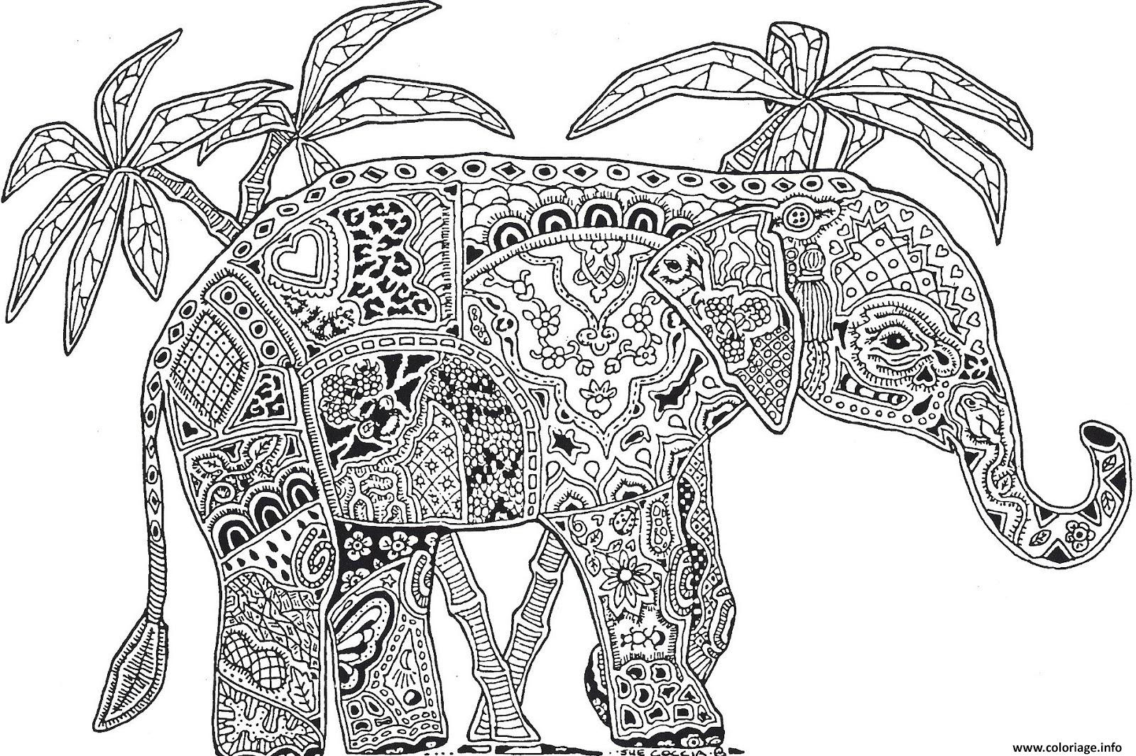 Coloriage Adulte Animaux Elephant Difficile Dessin   Imprimer