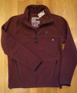 American Eagle Fleece 1 4 Zip Pullover Shirt Jacket Maroon Mens XSmall ...