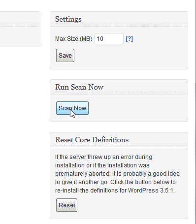 Scan your WordPRess site Look See Security Scanner WordPress