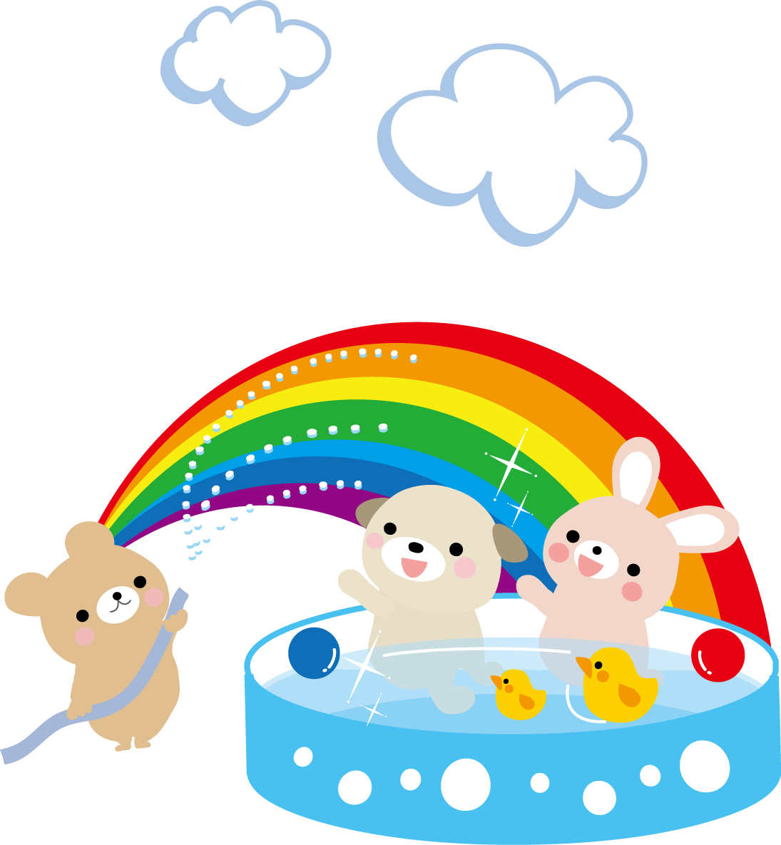 夏 プール水遊びのイラスト 無料イラスト フリー素材