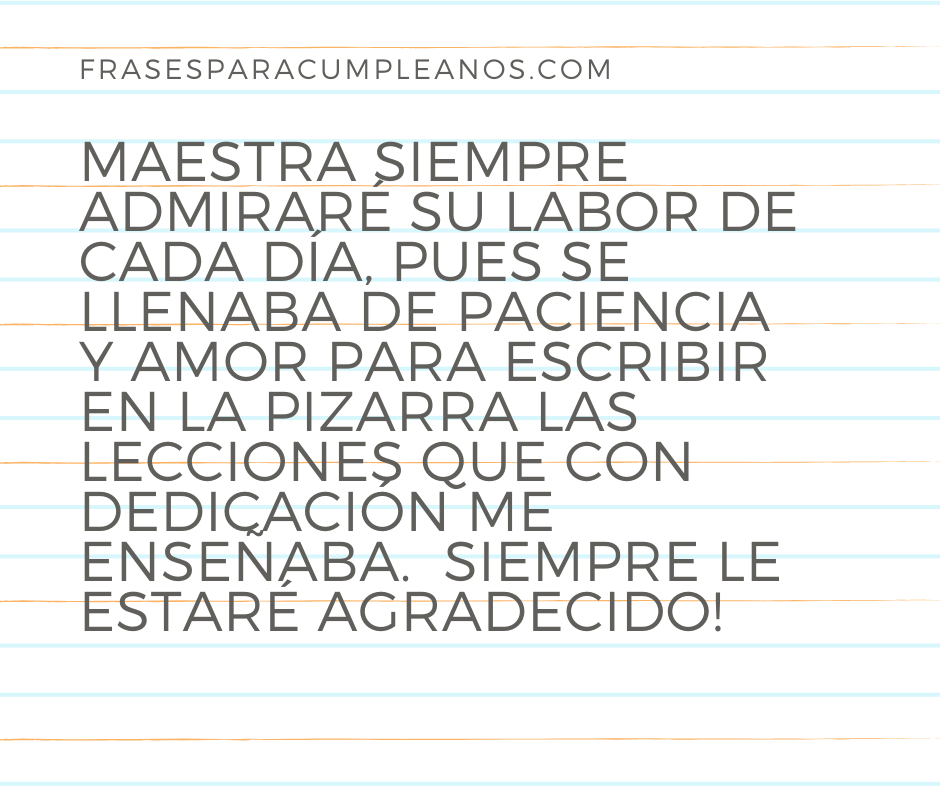 Palabras de agradecimiento a mi maestra  FrasesCumpleaños
