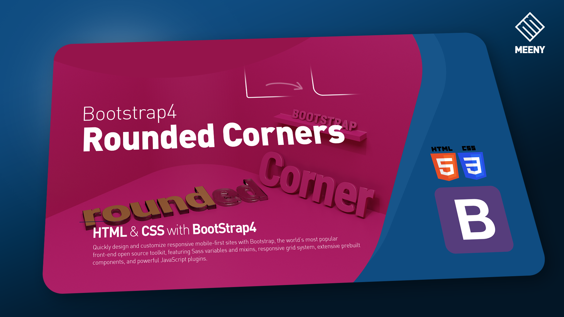 Download Change default border-radius value - Bootstrap4 - Meeny