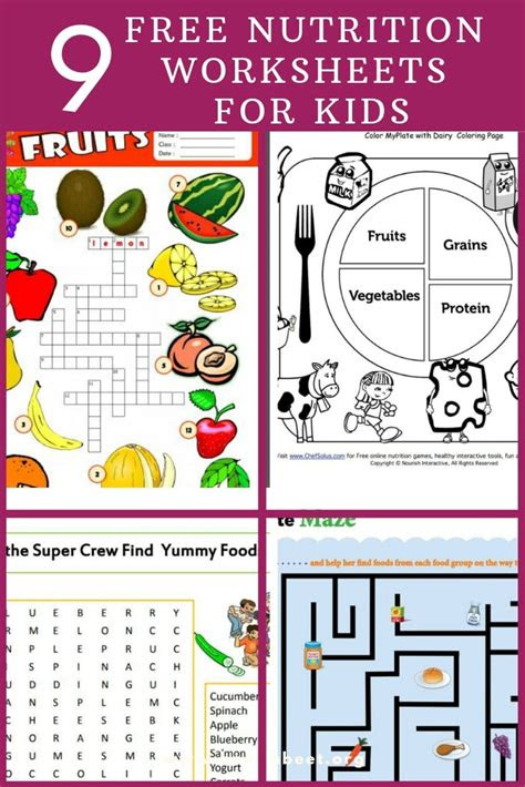  9 free nutrition worksheets for kids health beet