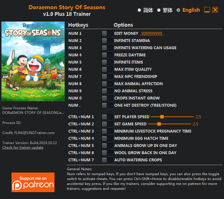 Doraemon Story Of Seasons: Trainer +18 v1.0 {FLiNG ...