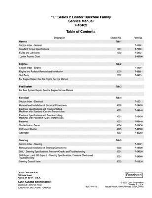 CASE 580 590 SUPER L 580L 590L Backhoe SERVICE REPAIR
