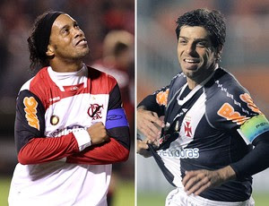 montagem Ronaldinho Gaúcho Juninho Pernambucano (Foto: Editoria de Arte / GLOBOESPORTE.COM)