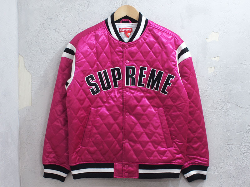 Supreme Quilted Satin Varsity Jacket サテン バーシティジャケット Arc Logo アーチロゴ S Magenta マゼンタ Pink ピンク シュプリーム ブランド古着の買取販売フォーサイト オンラインストア