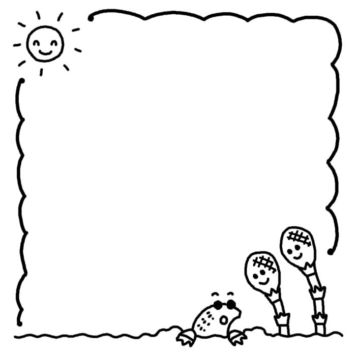 つくしともぐら 白黒 春 枠 ふきだし 無料イラスト素材
