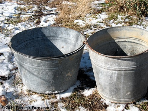 vintage metal garden buckets