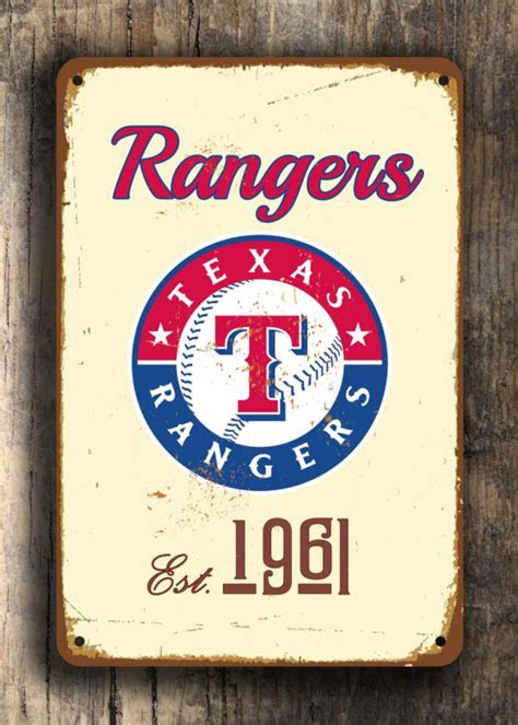 texas rangers sign classic metal signs