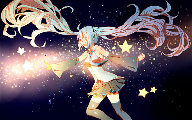 初音ミク 星柄デザインの可愛いイラスト画像 ボカロ壁紙