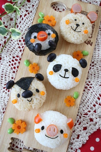 丸おにぎりで作る動物キャラ Asamiのお弁当 簡単かわいいキャラ弁の作り方