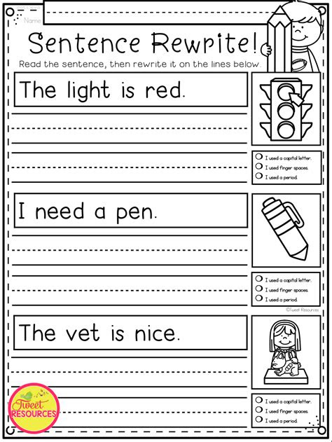  8 best images of kindergarten sentence worksheets sentence worksheets