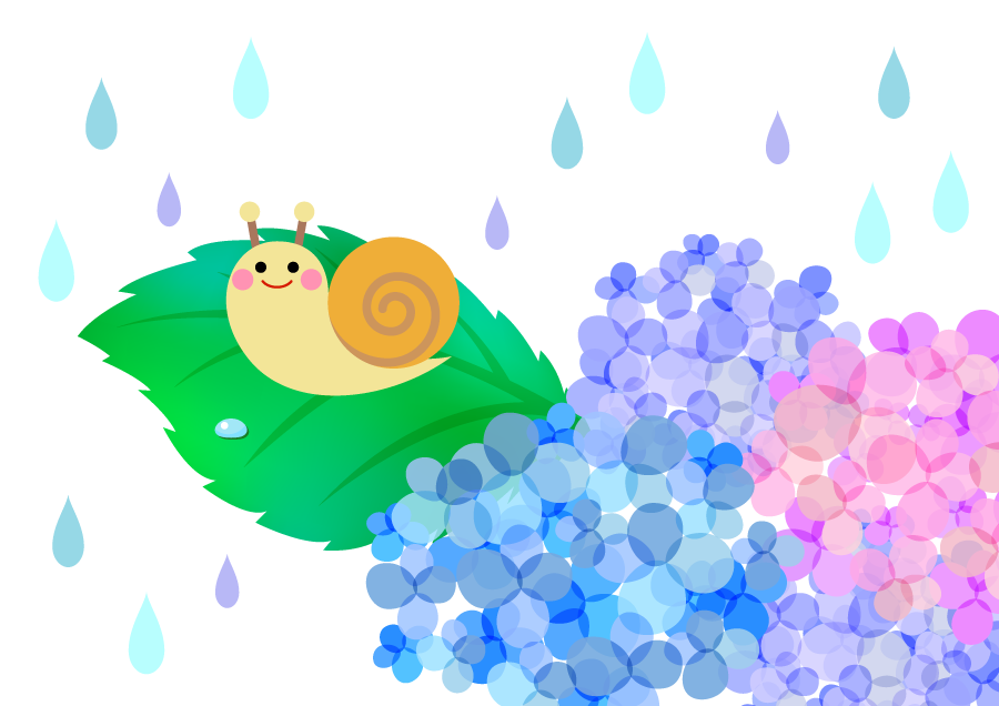 フリーイラスト 雨の中の紫陽花とかたつむりでアハ体験 Gahag 著作権フリー写真 イラスト素材集
