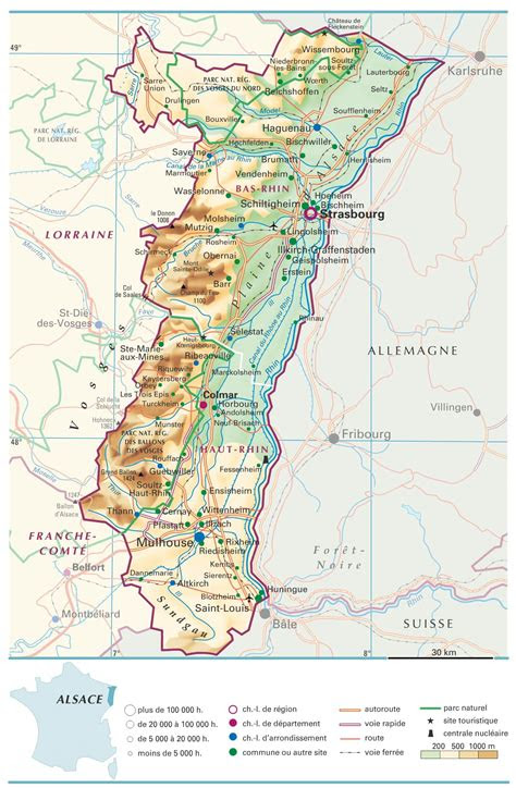 Carte de france des régions, départements et villes. EncyclopÃ©die Larousse en ligne - Alsace
