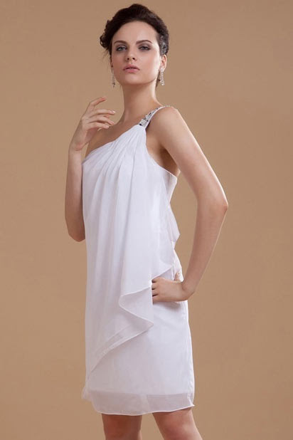 Malvern Charming Chiffon Beading One Shoulder Short Bridal Gown Persun
