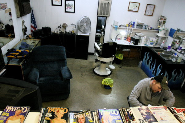 We tried a flower shop and a cafe, when I saw it. The tattoo parlor.