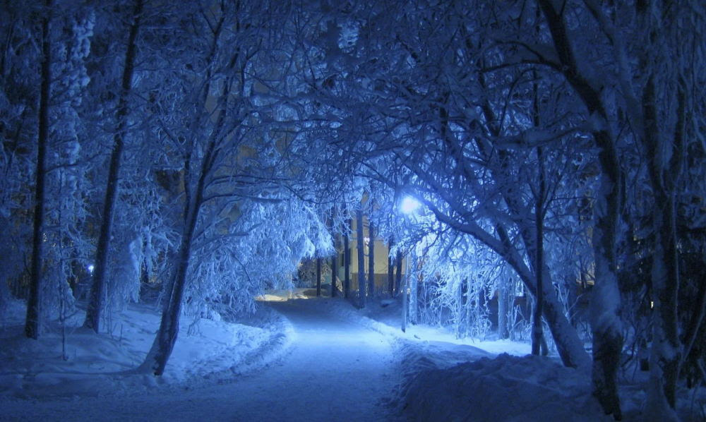 夜晚雪景壁纸 壁纸风景雪景 伤感说说吧