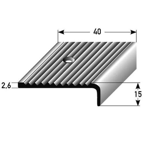 Stair Nosing Profile 3 m (3x 1 m) 40 x 15 mm Anodised Aluminium, Drilled, Dark Bronze