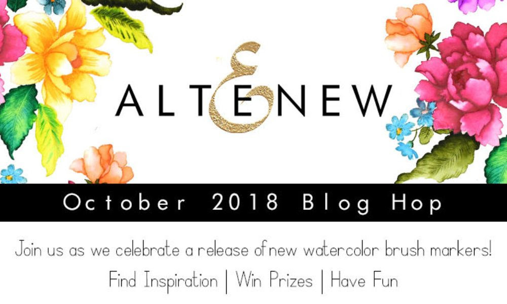 水彩絵の具マーカーでスタンプ Altenew Watercolor Brush Markers Release Blog Hop Giveaway スクラップブッキング作り方 スクラップブッキング101