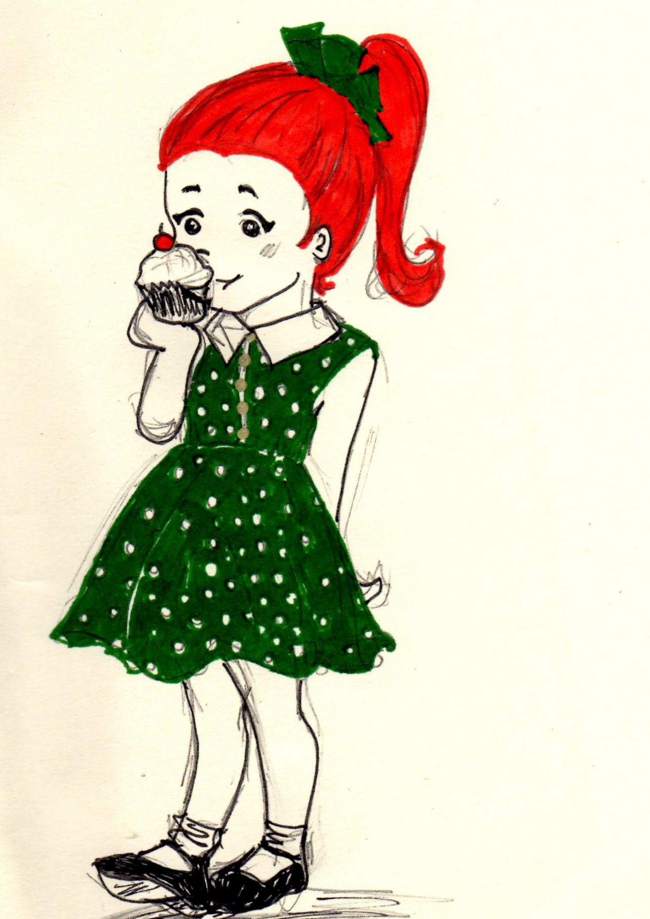Yumi Girls Girls Polka Dot Collar Dress Illustration