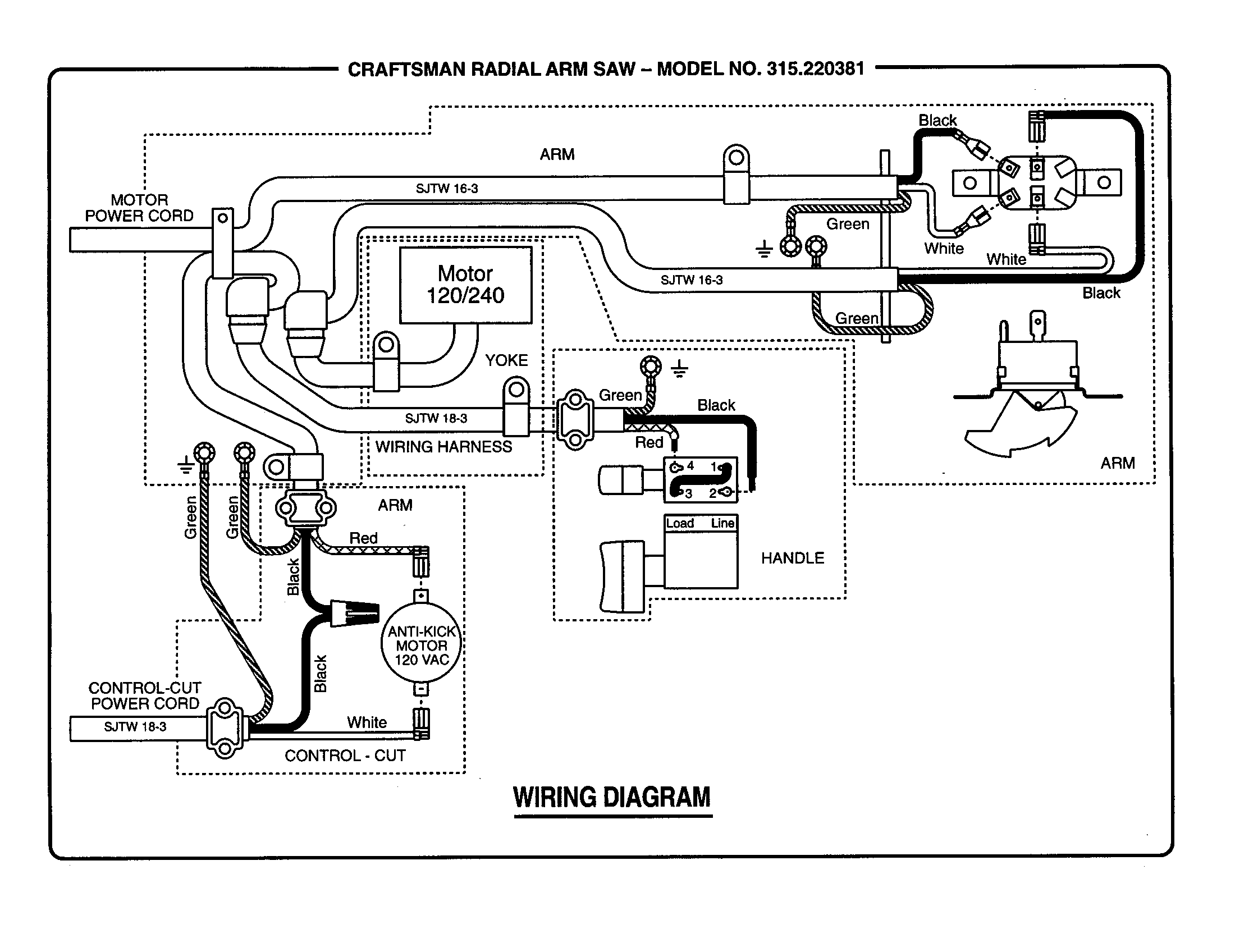 WIRING Diagram & Parts List for Model 315220381 Craftsman ...