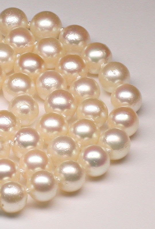 Foto 2, AKOYA PERLKETTE AKOJA 14K GELBGOLDSCHLIESSEE LUXUS! NEU, S6785