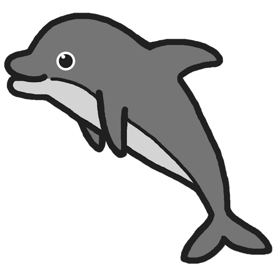 イルカ いるか1 モノクロ 海の動物 生き物の無料イラスト ミニカット クリップアート素材