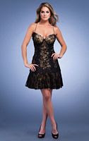 Dave and Johnny Lace Overlay Short Prom Dress 6136 image