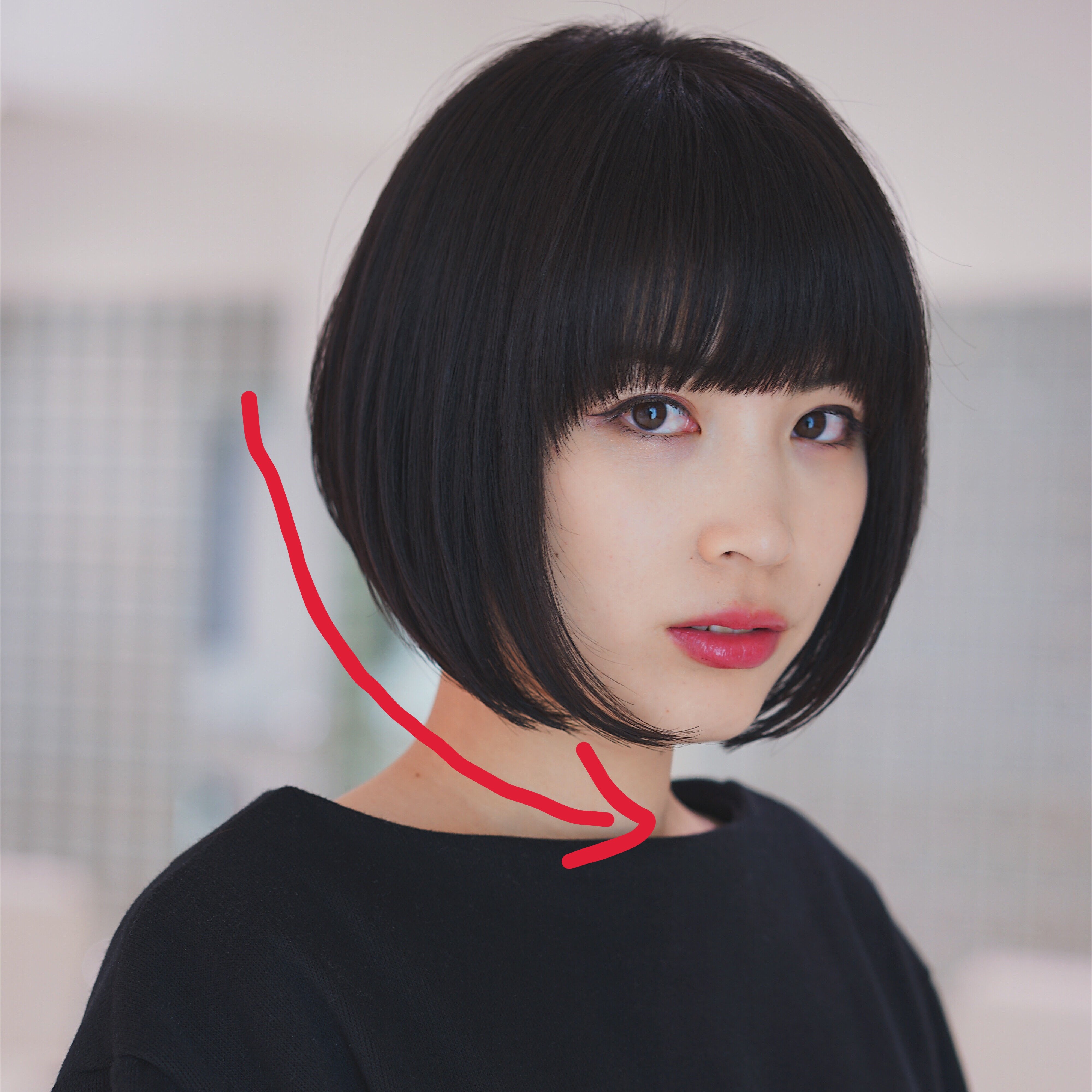 前下がりボブ 小顔に見せて目力up 前髪ありの前下がりボブ 福岡天神 大名 美容室プルーヴ 紫牟田 慎