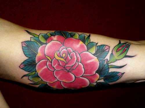 On-Hand Rose Pink Tattoo Woman 